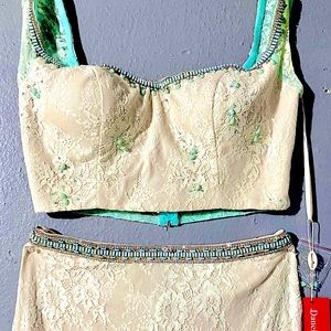 2 piece mesh, lace & embroidered Prom dress